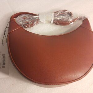 The Drop Crescent Crossbody Top Handle Bag Dark Red Vegan Leather NWT